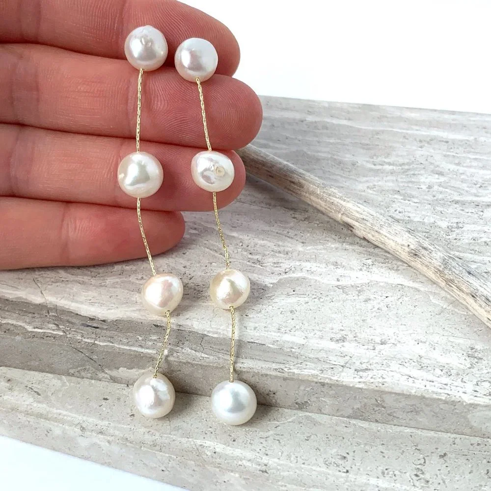 New ~ Anthropologie BHLDN "Leonor" Long Pearl Earrings_5